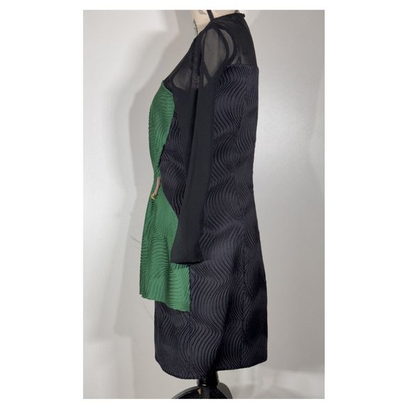 Mary Katrantzou Eilate Black/Green Mini Cinched Dress Womens Size 6 US - Picture 3 of 6
